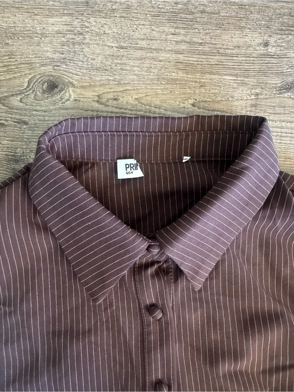 Anni Pinstripe long sleeve Shirt Brown from Princess Polly - Picture 4 of 5